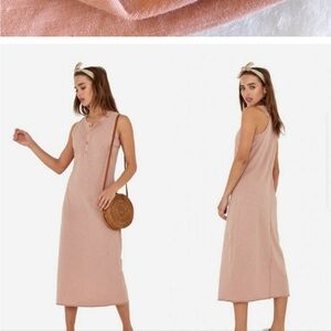 MATE the Label | Avery Cotton Slub Midi Dress ROSE